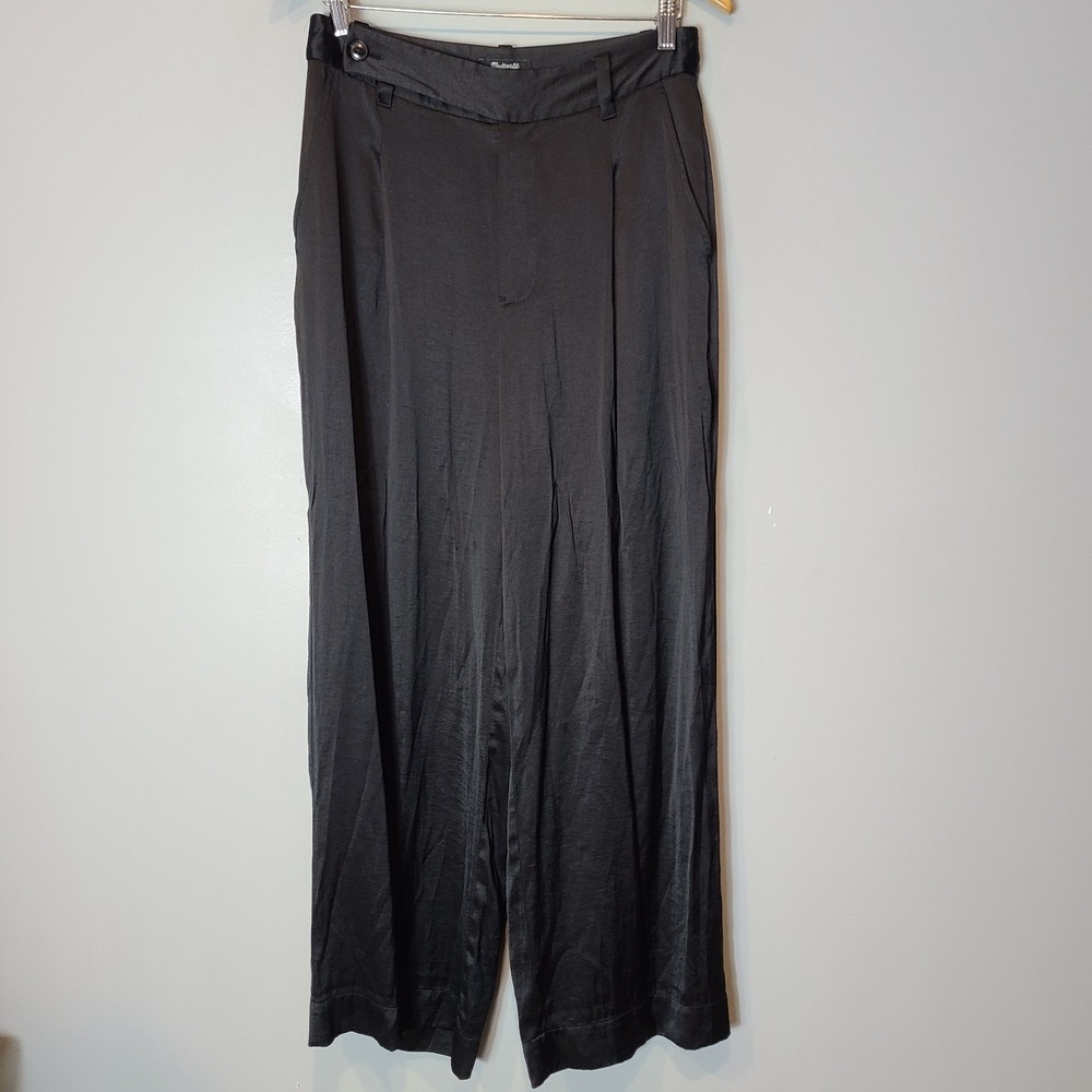 Madewell Harlow Wide Leg Pants Pleated Satin Size 6 Office Silky